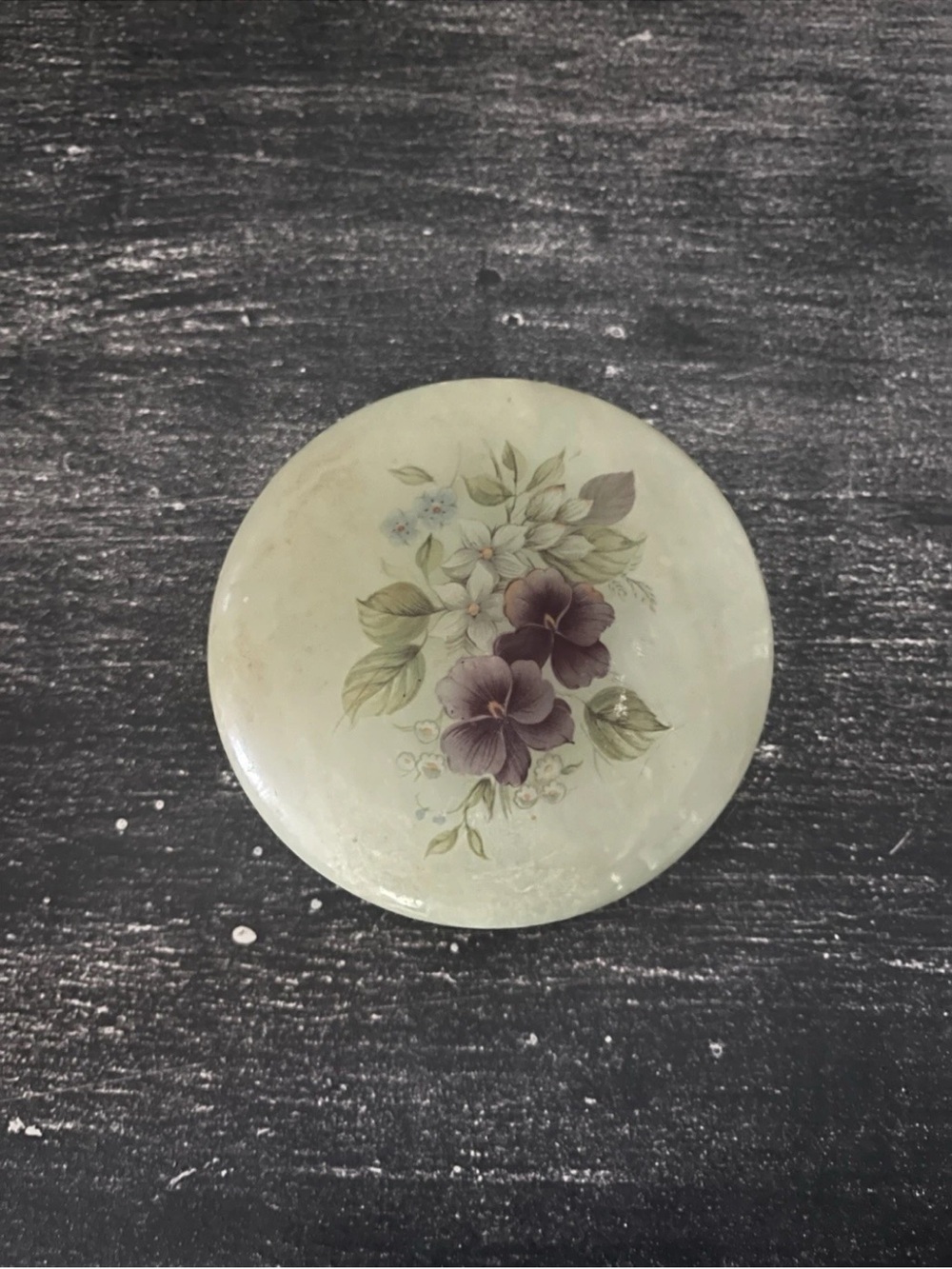 Italian alabaster trinket box 
Hand painted flowers